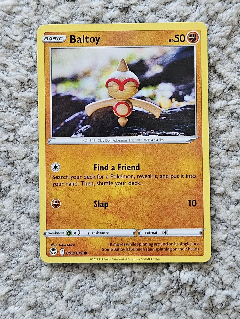 POKEMON TCG Card Baltoy Silver Tempest Yuka Morii 093/195